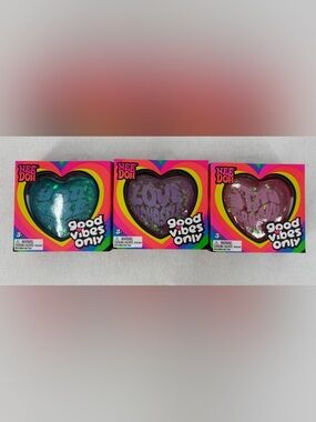 Nee Doh Good Vibes Only Heart Squeeze Toy Lot, Purple & Blue, Ages 3+